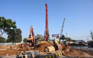 Construction work underway on the major remodeling project of Kachehri Chowk, one of the busiest intersections linking Rawalpindi city, is underway to ensure a smoother traffic flow for over 200,000 vehicles passing daily through the twin cities’ route