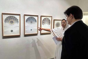 Sindh Chief Minister Syed Murad Ali Shah views an Islamic spiritual artwork at the inauguration of the “Light Upon Light” exhibition at Keol Art Gallery, curated by Radiant Arts and patronized by Dawat-e-Hadiya