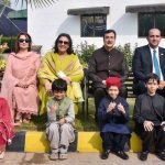 Chairman Senate of Pakistan, Syed Yusuf Raza Gilani, in a group photo with students during his visit to the Roots Millennium Multan Campus