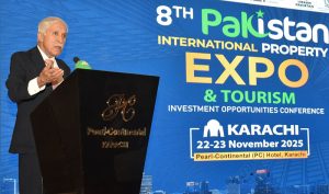 Federal Minister for Board of Investment, Qaiser Ahmed Sheikh addressing to the 8th Pakistan Tourism Investment and Property Expo Conference