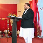 -Federal Minister for National Heritage and Culture Division, Aurangzeb Khan Khichi addressing the opening ceremony of "Indonesian Book Corner" at National Library of Pakistan.