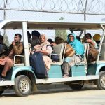 Indian Sikh pilgrims upon their arrival in Pakistan after crossing the India-Pakistan Wagah Border on the eve of celebrations marking the birth anniversary of Guru Nanak, the founder of Sikhism. Nearly two thousand Sikh pilgrims from India entered Pakistan in the first major crossing since deadly clashes in May led to the closure of the land border between the two neighbouring countries