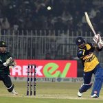 Sri Lankan batter Wanindu Hasaranga plays a shot during the T20I Tri-Nation Series match between Sri Lanka and Pakistan at Pindi Cricket Stadium