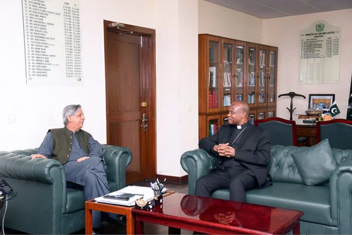 Archbishop Germano Penemote pays a courtesy call on Federal Minister for Human Rights Senator Azam Nazeer Tarar; both sides discuss shared interests and continued cooperation