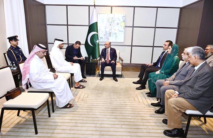 President Asif Ali Zardari meeting Nasser Bin Faisal Bin Khalifa Al Thani, Director General of Al Jazeera Media Network