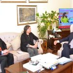 Federal Minister for Climate Change and Environmental Coordination Dr. Musadik Malik in a meeting with a World Bank delegation led by Ms. Melormaa Amgaabazar, Country Director for Pakistan