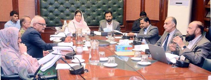 Senator Khalida Ateeb, Convener sub-committee of the senate standing committee on industries and production presiding over a meeting of the committee