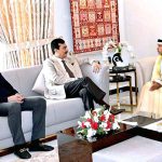 Chairman Senate, Syed Yousaf Raza Gilani in a meeting with Salem Mohammed Salem Alzaabi, Ambassador of the United Arab Emirates (UAE) to Pakistan. Malik Wasif Mazher Rao, Member of Provincial Assembly Punjab was also present in the meeting.