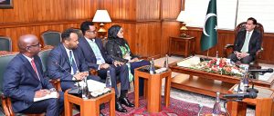 Speaker National Assembly Sardar Ayaz Sadiq in a meeting with Parliamentary delegation from the Federal Republic of Somalia headed by Deputy Speaker House of Peoples of the Federal Republic of Somalia Ms. Sadiya Yassin Haji at Parliament House