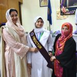 State Minister for Education, Wajiha Qamar confers sashes to student in oath taking ceremony of Students Council at Model College for Girls F-10/2