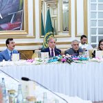 Prime Minister Muhammad Shehbaz Sharif addresses the banquet in honor of government and coalition Senators