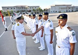Commodore Commandant Zia Ur Rehman T (M) addresses the opening ceremony of the 5th International Nautical Competition 2025 at Pakistan Naval Academy.