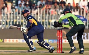 Sri Lanka batter Sadeera Samarawickrama bowled out by Pakistan’s Haris Rauf during the second one day international cricket match between Pakistan and Sri Lanka at Pindi Cricket Stadium.