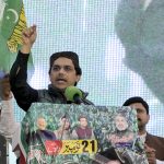 SAPM Huzaifa Rehman addresses a public gathering