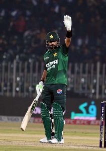Pakistani batter Fakhar Zamna plays a shot during the Pakistan T20I Tri-Nation Series cricket match between Zimbabwe and Pakistan at Pindi Cricket Stadium