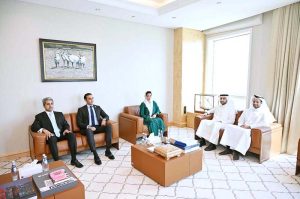 First Lady Bibi Aseefa Bhutto Zardari and Chairman PPP Bilawal Bhutto Zardari meeting Mohammad Saif Al-Sowaidi, Chief Executive Officer of the Qatar Investment Authority (QIA)