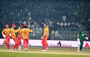 Zimbabwe batsman Tadiwanashe Marumani plays a shot during the Pakistan T20I Tri-Nation Series cricket match against Pakistan in Rawalpindi stadium