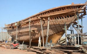 Workers preparing a new fishing boat in Ibrahim Hyderi, highlighting the traditional craftsmanship that sustains one of Karachi’s oldest fishing villages