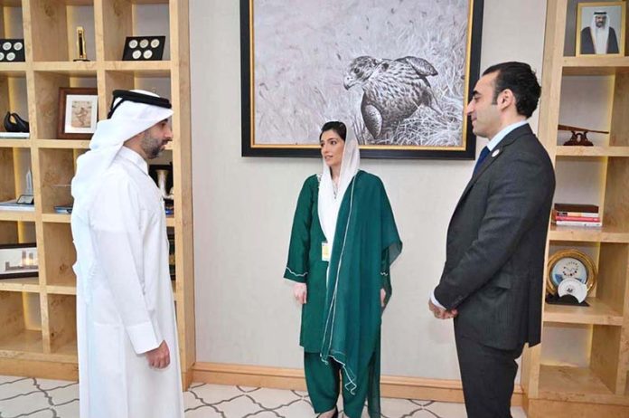 First Lady Bibi Aseefa Bhutto Zardari and Chairman PPP Bilawal Bhutto Zardari meeting Mohammad Saif Al-Sowaidi, Chief Executive Officer of the Qatar Investment Authority (QIA)