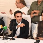 Bilawal Bhutto Zardari addressing a press conference after Party's CEC meeting at Bilawal House