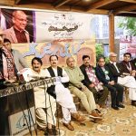 Sindh Minister for Labour Saeed Ghani addresses oath taking ceremony of All Pakistan Newspapers Employees Confederation (APNEC) at Karachi Press Club.
