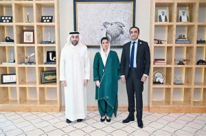 First Lady Bibi Aseefa Bhutto Zardari and Chairman PPP Bilawal Bhutto Zardari meeting Mohammad Saif Al-Sowaidi, Chief Executive Officer of the Qatar Investment Authority (QIA)