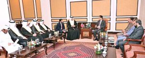 Speaker National Assembly Sardar Ayaz Sadiq in a meeting with Parliamentary delegation from the State of Qatar headed by Speaker Shura Council of the State of Qatar Hassan bin Abdulla Al-Ghanim.