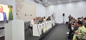 Federal Minister for Climate Change and Environmental Coordination Senator Dr. Musadik Masood Malik delivering a virtual keynote address from Islamabad at the high-level international dialogue on "Cryosphere Adaptation & Disaster Risk Reduction," held on the sidelines of the COP30 Climate Summit in the Brazilian Amazonian city of Belém.