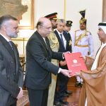 H.E. Salem Mohammed Salem Al Bawab Al Zaabi, Ambassador designate of the United Arab Emirates, presenting his credentials to President Asif Ali Zardari at Aiwan-e-Sadr