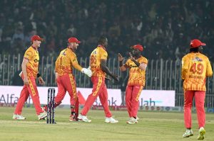 Zimbabwe batsman Tadiwanashe Marumani plays a shot during the Pakistan T20I Tri-Nation Series cricket match against Pakistan in Rawalpindi stadium