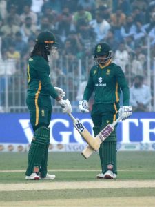 A view of the first One Day International (ODI) cricket match being played between Pakistan and South Africa at Iqbal Stadium