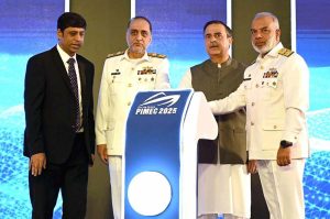Chief Guest Federal Minister for Maritime Affairs Muhammad Junaid Anwar Chaudhry along with Chief of Staff (Vice Chief of Naval Staff) Vice Admiral Raja Rab Nawaz, Vice Admiral Muhammad Faisal Abbasi HI (M) Commander Karachi inaugurating Future PIMEC-2027 during closing ceremony on the last day of the Pakistan International Maritime Expo & Conference PIMEC -2025 at Expo Centre