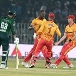 Zimbabwe batsman Tadiwanashe Marumani plays a shot during the Pakistan T20I Tri-Nation Series cricket match against Pakistan in Rawalpindi stadium