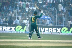 A view of the first One Day International (ODI) cricket match being played between Pakistan and South Africa at Iqbal Stadium