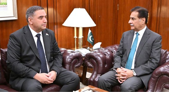 Deputy Speaker Parliament of the Republic of Tajikistan Mr. Aziz Giyozoda calls on Speaker National Assembly Sardar Ayaz Sadiq at Parliament House