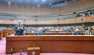Prime Minister Muhammad Shehbaz Sharif addresses the National Assembly session
