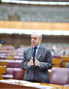 Prime Minister Muhammad Shehbaz Sharif addresses the National Assembly session
