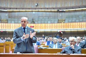 Prime Minister Muhammad Shehbaz Sharif addresses the National Assembly session