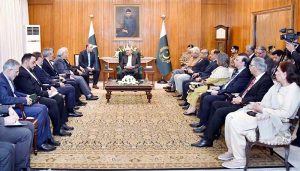 President Asif Ali Zardari meeting Mr Ali Ardeshir Larijani, Secretary of the Supreme National Security Council of Iran, at Aiwan-e-Sadr.