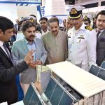 Sindh Minister Syed Nasir Hussain Shah visiting stalls on last day of the Pakistan International Maritime Expo & Conference PIMEC-2025 at Expo Centre