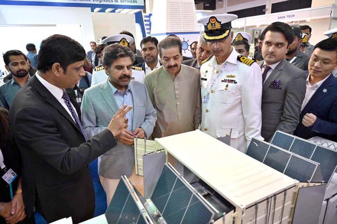 Sindh Minister Syed Nasir Hussain Shah visiting stalls on last day of the Pakistan International Maritime Expo & Conference PIMEC-2025 at Expo Centre