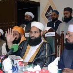 Chairman Pakistan Ulema Council Hafiz Muhammad Tahir Mehmood Ashrafi addressing a press conference at Chenab Club