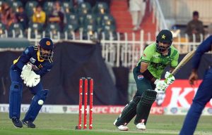 Pakistani batsman Hussain Talat plays a shot during the first ODI between Pakistan and Sri Lanka at Rawalpindi Cricket Stadium.