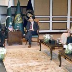 Chairman Senate, Syed Yousaf Raza Gilani exchanging views with Nur Jazlan Bin Mohamed Deputy President of the Malaysian Senate