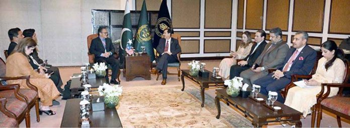 Chairman Senate, Syed Yousaf Raza Gilani exchanging views with Nur Jazlan Bin Mohamed Deputy President of the Malaysian Senate