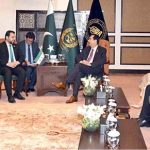 Chairman Senate, Syed Yousaf Raza Gilani exchanging views with Mohammed Taha Al-Ahmad, Chairman Of The Supreme Elections Commission of Syria