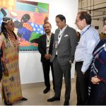 The Arts Council of Pakistan Karachi is organizing an exhibition on the 21st day of the 39-day World Culture Festival, showcasing the works of Pakistani and international artists. Peace & Pieces, Burkina Faso in Volume 4, illustrated by Adjaratou Ouedraoga. Mayor of Karachi, Barrister Murtaza Wahab and President Arts Council Muhammad Ahmed Shah briefed about the artworks. Renowned painter Shahid Rassam and Chairperson of the Doman Empowerment Committee Chand Gul Shah are present on this occasion