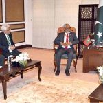 Chairman Senate, Syed Yousaf Raza Gilani exchanging views with Abdul Raheem Abdulla, Speaker Of The People's Majlis Of Maldives
