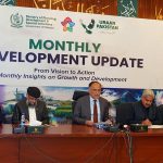 Federal Minister for Planning & Development Ahsan Iqbal addressing the media and Ministry officials, sharing key highlights from the Monthly Development Report during its launch ceremony.