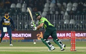 Pakistani batsman Hussain Talat plays a shot during the first ODI between Pakistan and Sri Lanka at Rawalpindi Cricket Stadium.